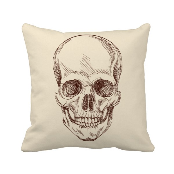 人类头骨骷髅插画方形抱枕靠枕沙发靠垫双面含芯礼物