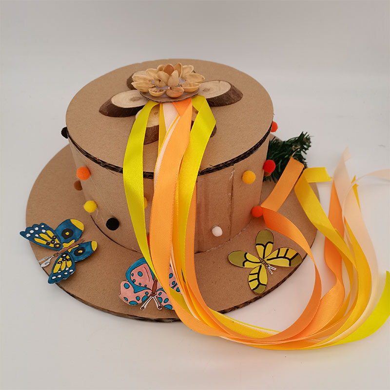 纸箱板创意手工变废为宝环保幼儿园小制作彩色帽子成品走秀装饰帽