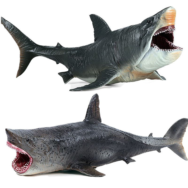 仿真海洋生物动物模型巨齿鲨食人鲨鲨鱼大白鲨虎鲨儿童玩具小摆件
