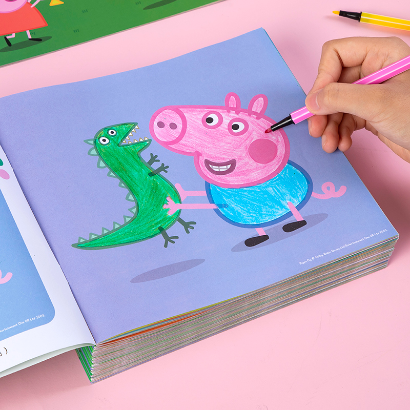 小猪佩奇涂色书儿童画画本2-3-4岁6宝宝涂色绘画册涂鸦填色图画本