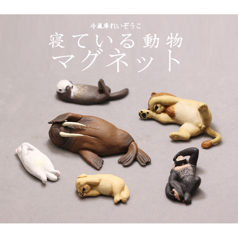 日本正版散货玩具 睡觉的小动物们 蠢萌超可爱 卡通公仔模型摆件