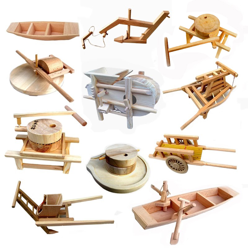 木质玩具农耕文化仿真小农具模型 木制教学教具农村古代劳动工具