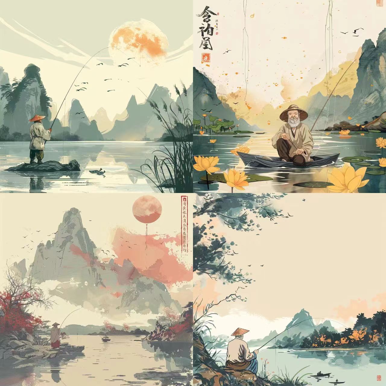 中国风插画设计代画卡通版人物情侣头像手绘国潮绘本原创商业古风
