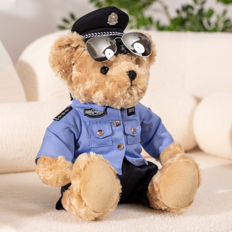 警察小熊公仔公安交警小熊玩偶特警制服铁骑小熊毛绒玩具娃娃定制
