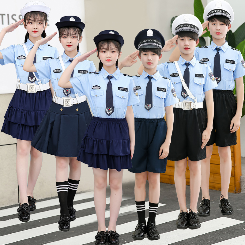 儿童警服警察服小交警制服角色扮演服装警官服小公安男女童合唱服