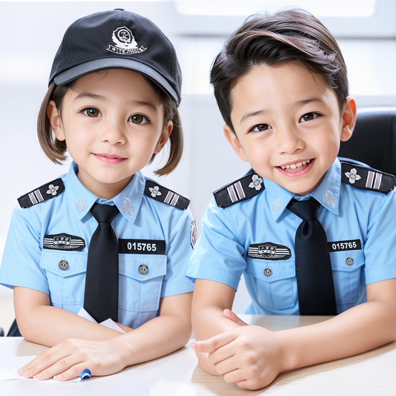 六一儿童警察服公安玩具套装特警服男童小警官服军装交警表演出服