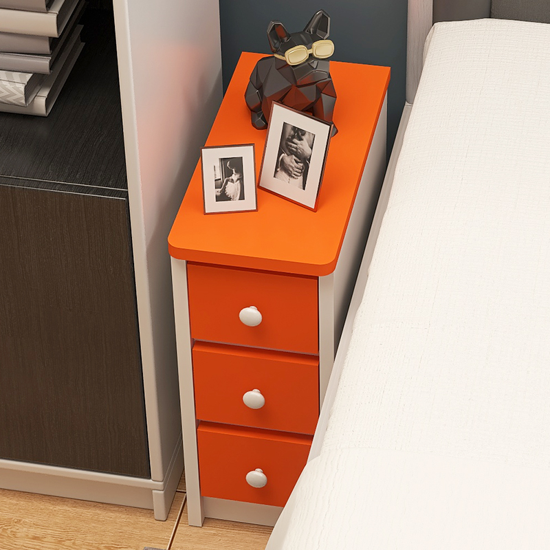 迷你床头柜简约超窄款橙色整装儿童小柜子小型尺寸定制20/25/30cm