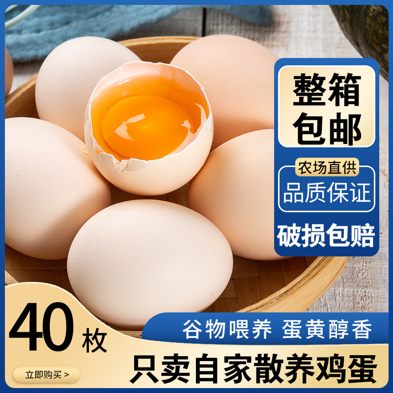 新鲜土鸡蛋40枚农家散养笨鸡蛋农村自养天然柴鸡蛋草鸡蛋整箱包邮