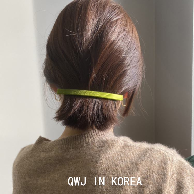 韩国进口France金标青提绿色咖啡色豹纹细长弹簧夹发夹后夹边夹