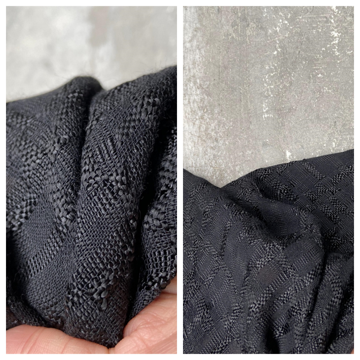 9羊毛91粘纤黑色细致编织风亲肤柔软光泽时装进口衬衫裙子布料
