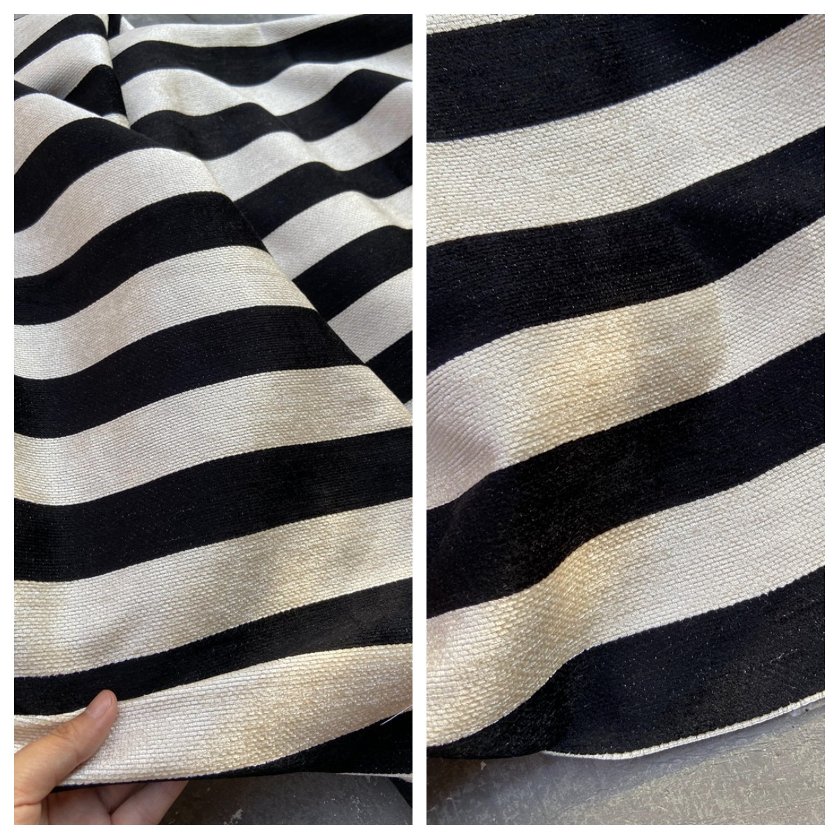 米白黑色款条纹韩国进口棉混纺平绒时装面料设计师外套裙裤子布料