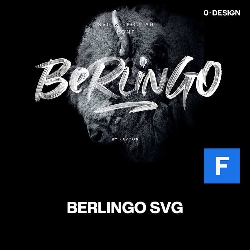 Berlingo创意毛笔书法海报标题logo邀请函贺卡手写英文字体素材
