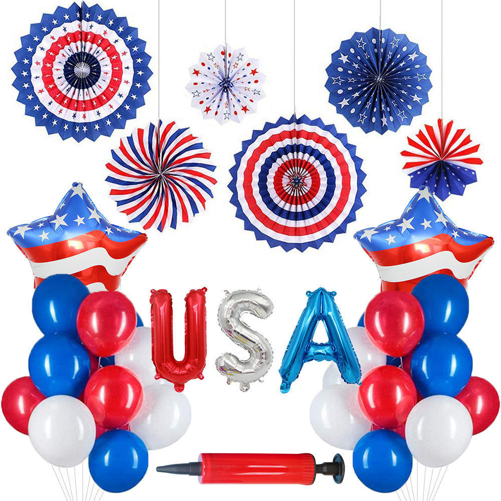 派对节日铝箔国旗造型装饰独立日亚马逊7.4美国气球
