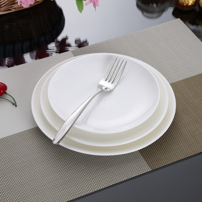 酒店餐厅西餐牛排盘子骨碟盘浅盘平盘商用摆台餐具纯白色陶瓷圆盘