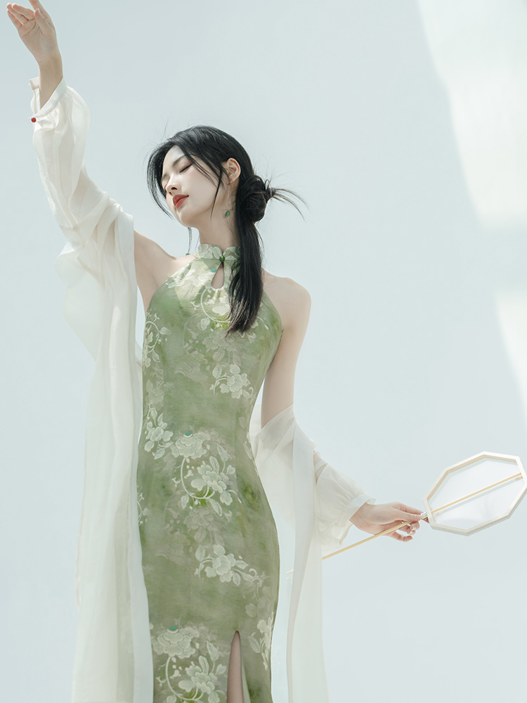 清冷女装复古新中式日常改良旗袍性感优雅气质纯欲连衣裙薄纱开衫