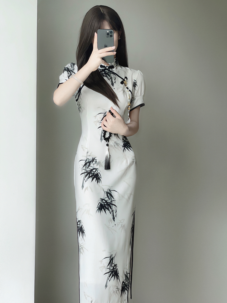 新中式国风气质优雅短袖旗袍2023年夏季新款高端气质淑女范连衣裙