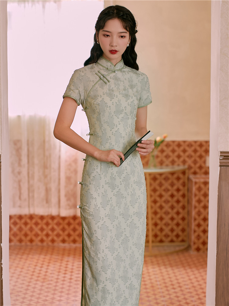 麦子原创老上海民国风精致复古改良版优雅气质旗袍收腰显瘦连衣裙
