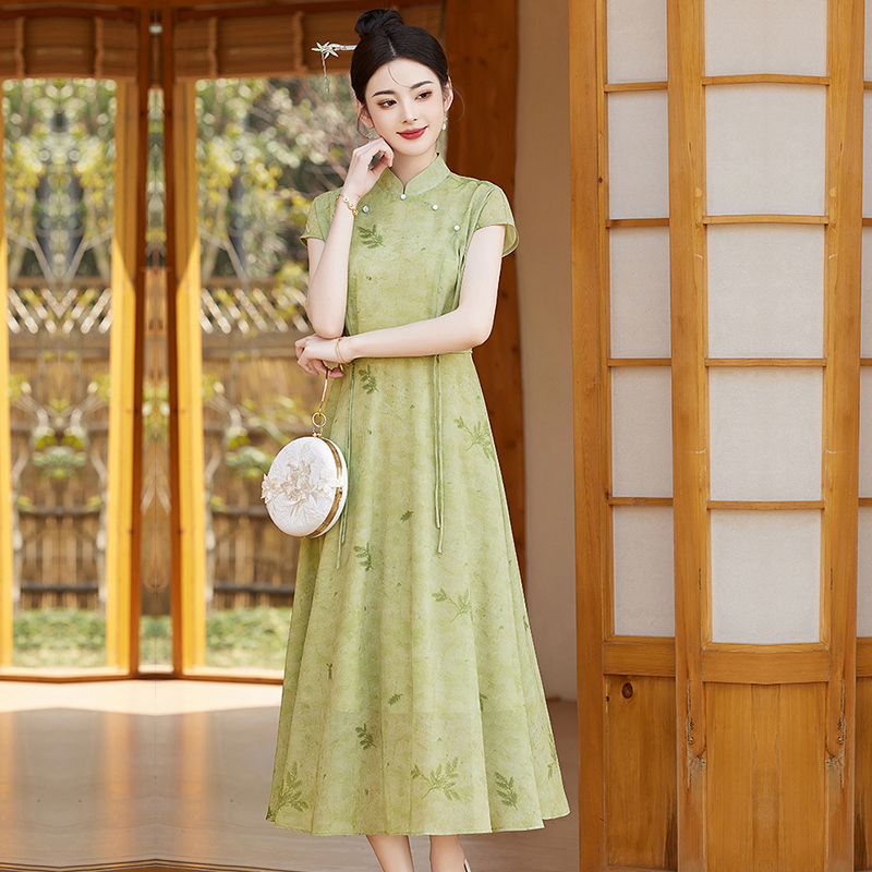 新中式国风改良旗袍连衣裙女2024新款夏季日常气质高级感显瘦长裙
