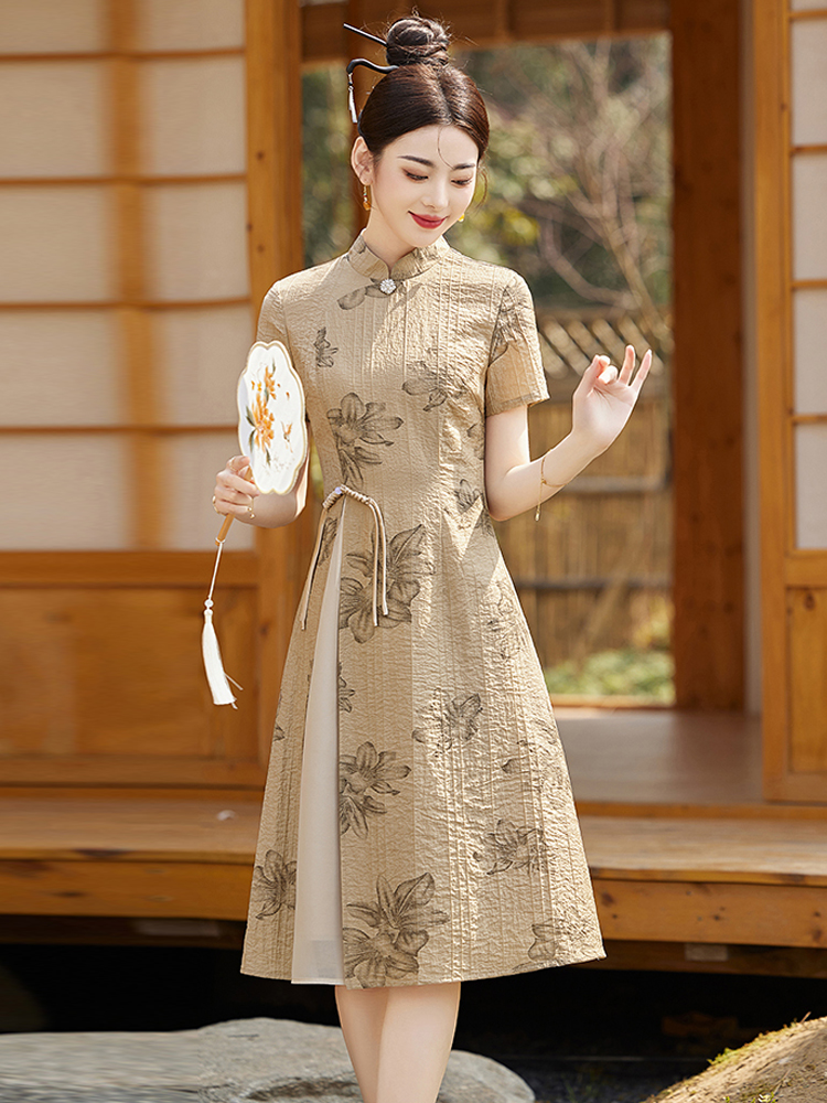 新中式连衣裙2024新款夏季小个子时尚年轻日常可穿复古改良旗袍女