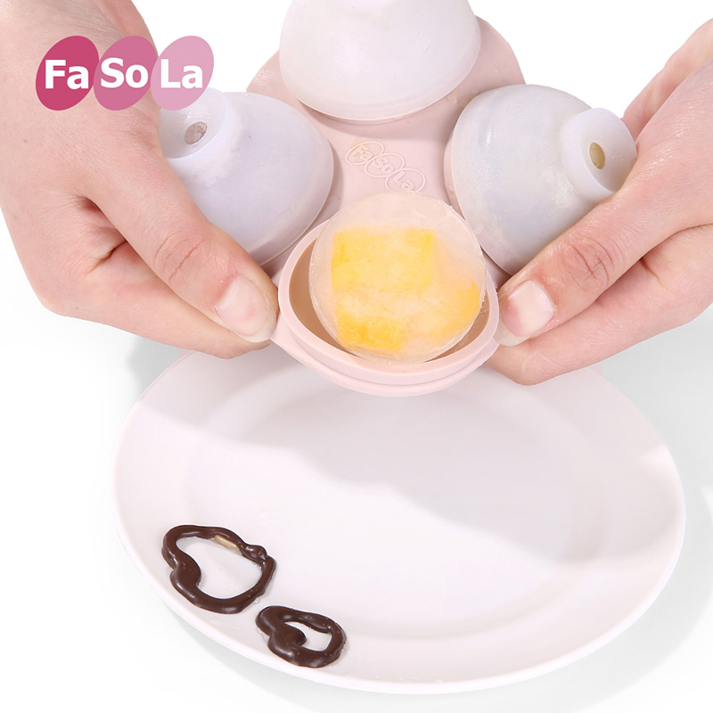 日本品牌FaSoLa硅胶冰格创意圆形4格大冰球模具冰激凌雪糕制作