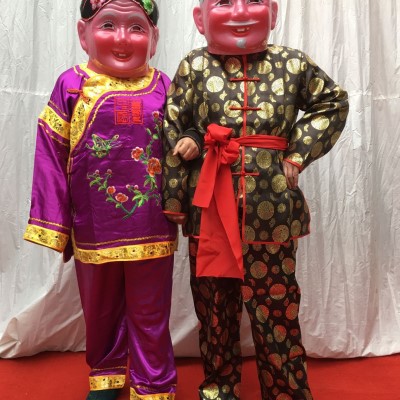 节日活动演出表演大头娃娃头套面具男女孩扭秧歌舞龙戏剧社火道具