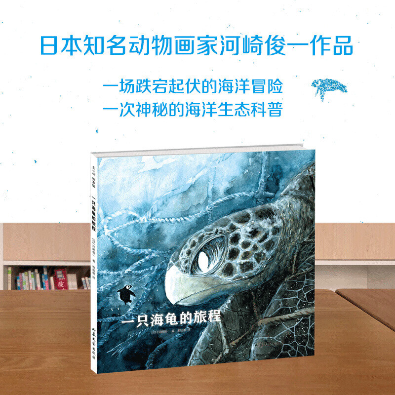一只海龟的旅程 日本动物画家河崎俊一作品儿童海洋生态科普绘本图画故事书籍和孩子一起读懂生命保护自然爱护地球环境