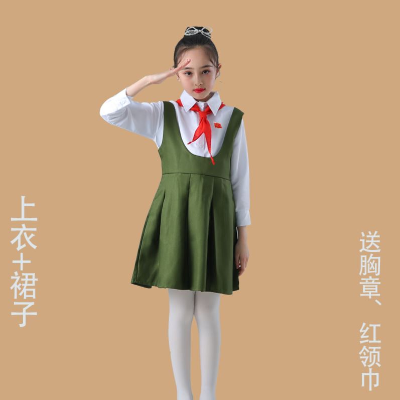 红绒花红朗诵榜样演出歌诗歌朗诵歌少儿幼儿园服好舞蹈合唱新中国