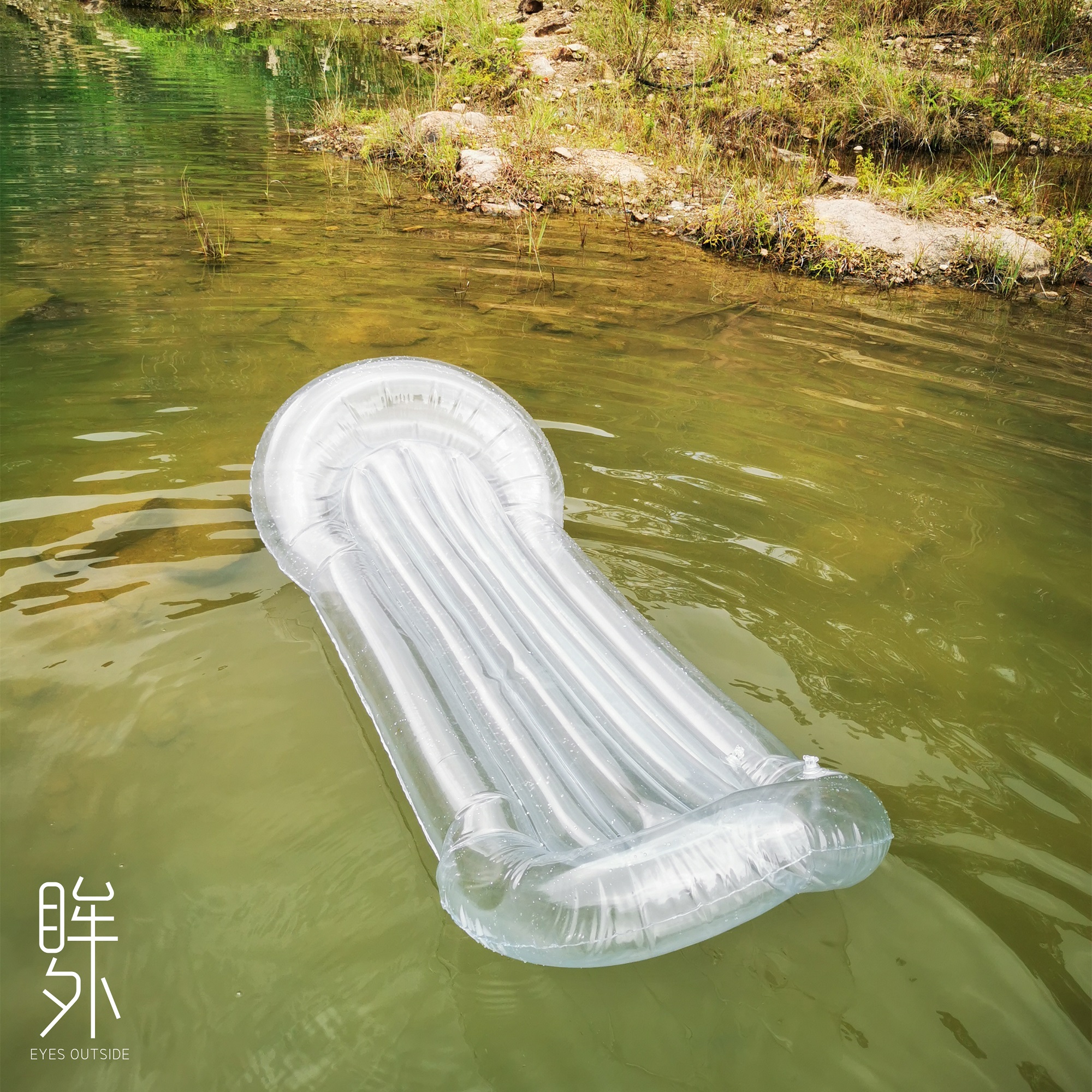 透明单人水上浮床水垫充气床游泳装备海边沙滩躺椅氛围拍照出片