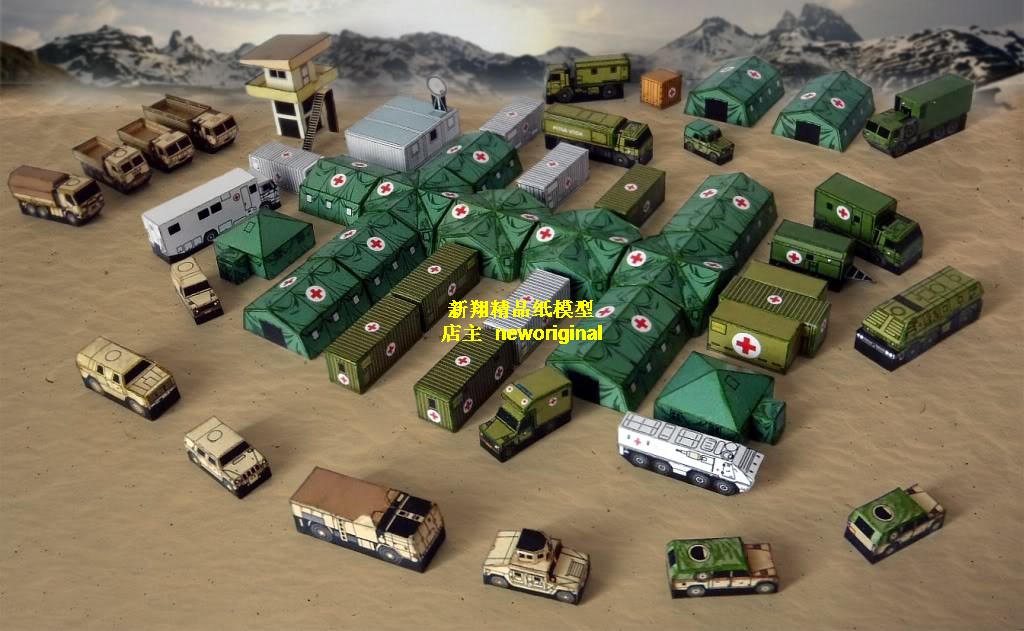 美国陆军美军伊拉克沙漠军事基地兵营军营要塞建筑场景模型