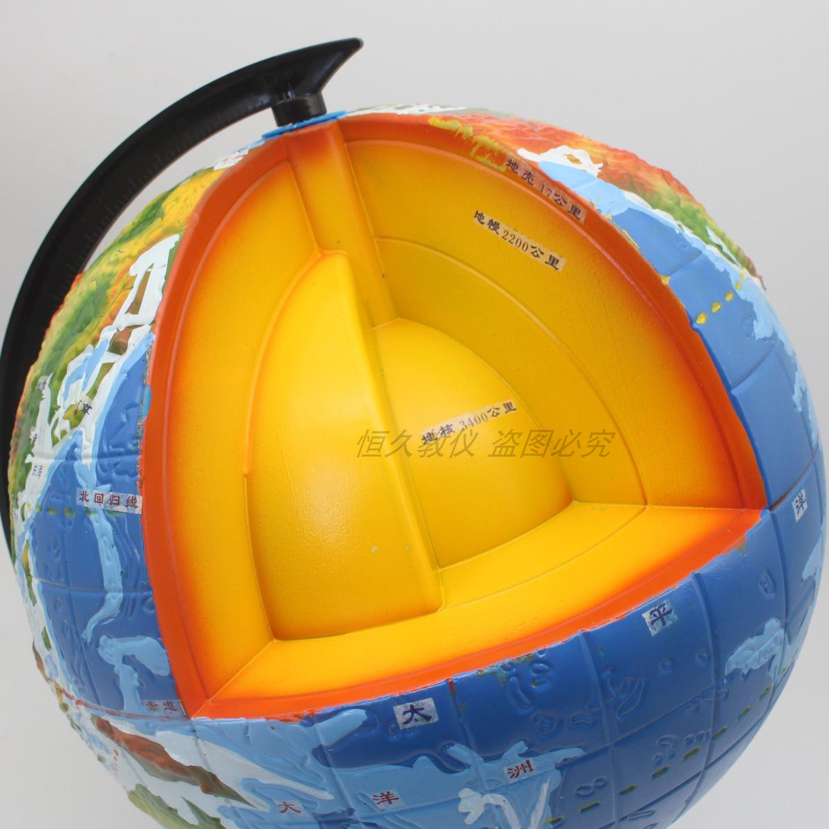34022地球内部构造模型空心地壳地幔地核分布演示教具带塑料底座