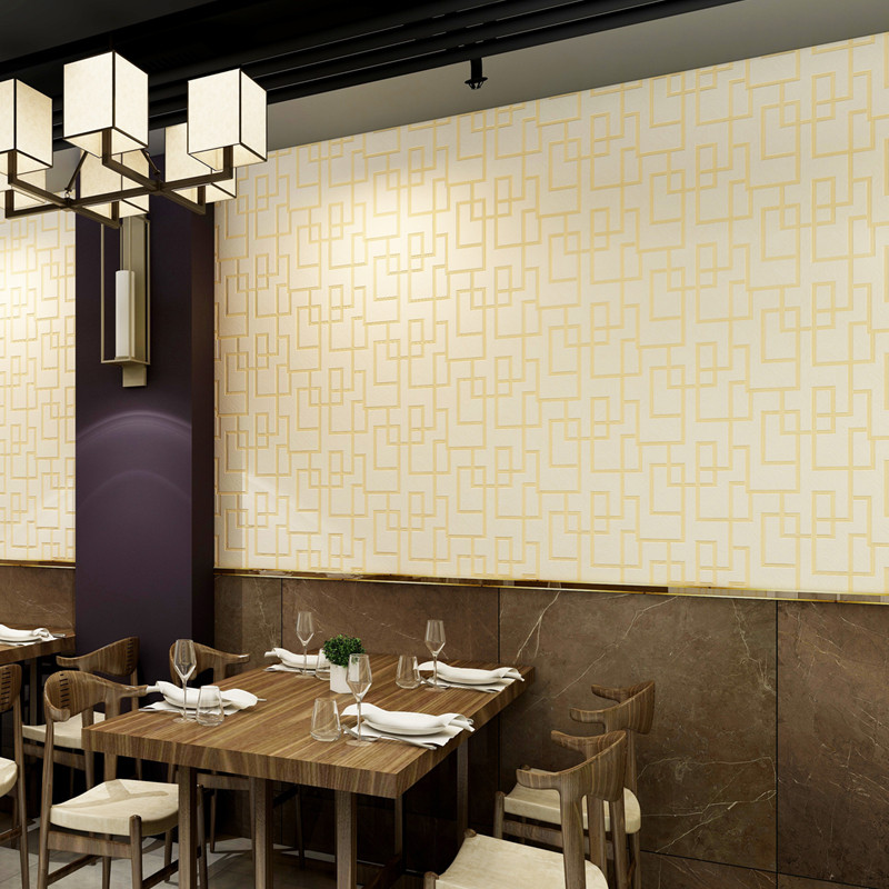 2024新款中式古典几何图案加厚立体墙壁纸店铺装修饭店茶楼背景3D