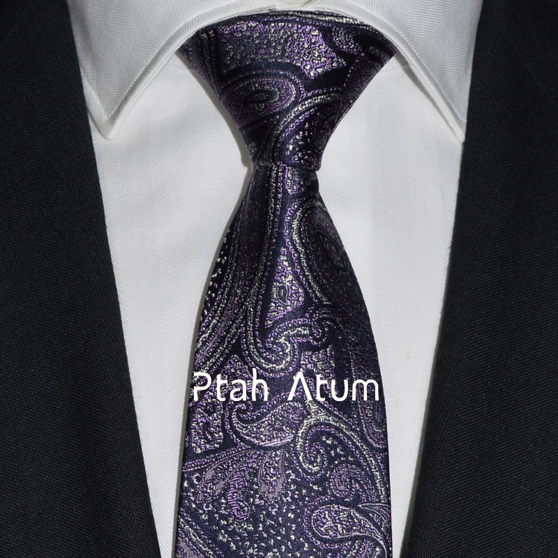 Ptah Atum 复杂设计 宴会领带男士 紫色花纹正装商务结婚男士