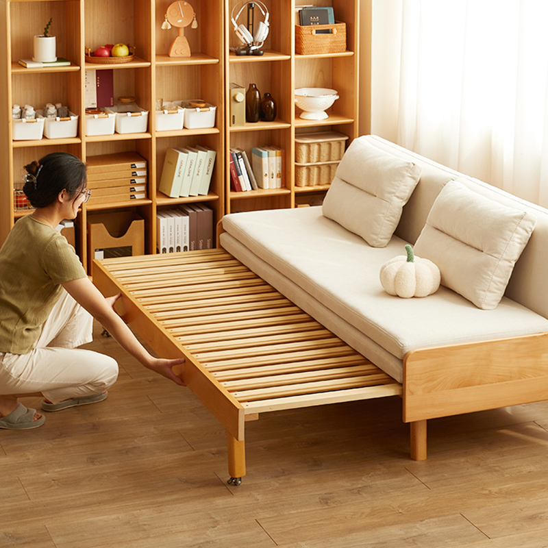 实木沙发床折叠两用抽拉床小户型客厅2023年新款多功能坐卧伸缩床