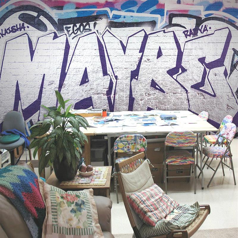 3D欧美街头涂鸦嘻哈壁画工业风酒吧背景墙壁纸健身房街舞跑酷墙纸