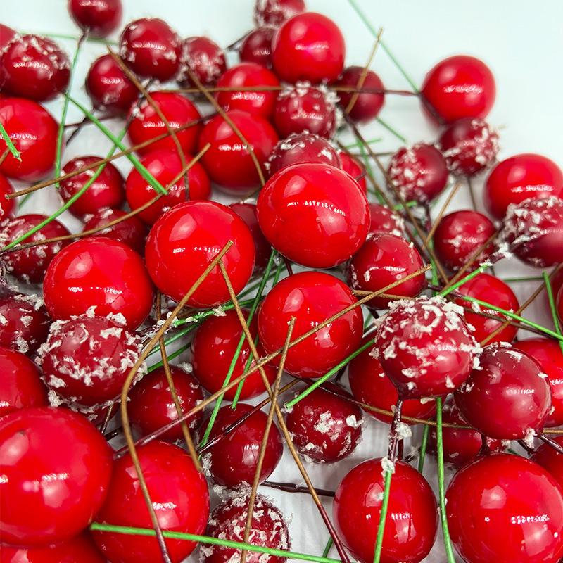 仿真红果浆果冬青果发财果圣诞红圆球配件家居装饰红浆果樱桃果
