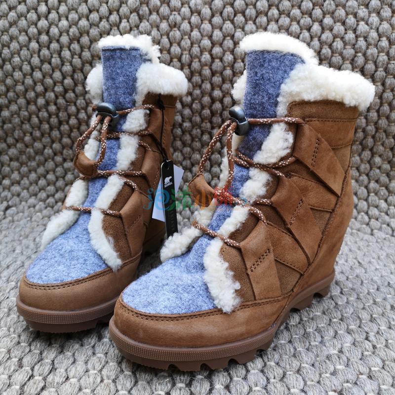 正品现货 Sorel 冰熊 Joan of Arctic 坡跟防滑防水短靴雪地靴