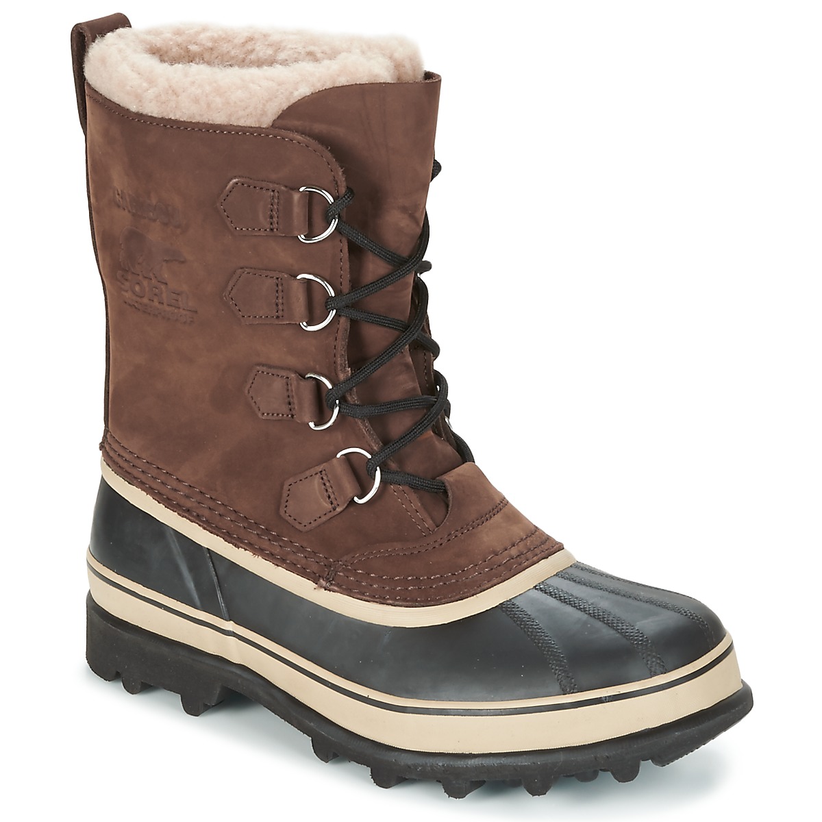 SOREL冰熊男鞋雪地靴保暖滑雪鞋靴中筒靴加绒棕色冬季鸭嘴棉靴