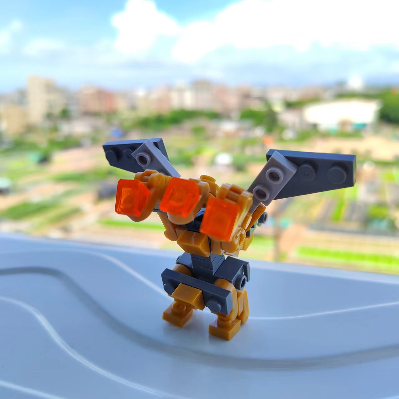 【三头金龙机器人-可直接变形】机甲MOC积木小型迷你外骨骼拼装