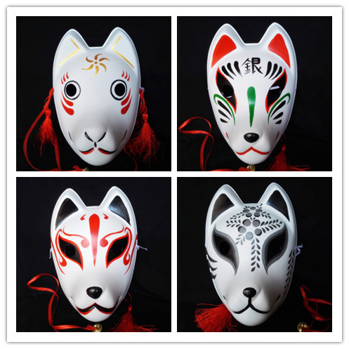 全脸塑料狐狸面具 萤火之森 阿银/金 狐狸面具 和服 日式和风cos