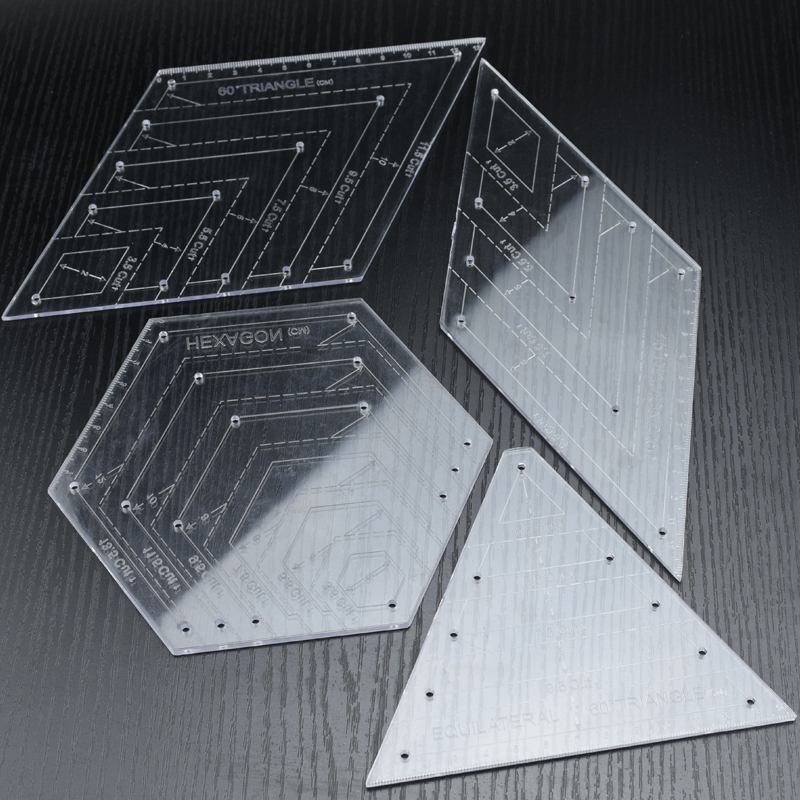 造型尺4把 拼布尺六边形三角形菱形手工diy皮革工具尺子透明皮艺
