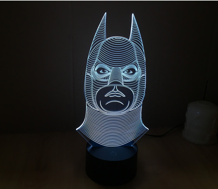 蝙蝠侠头像3D小夜灯七彩触控充电装饰公司广告logo定制氛围台灯