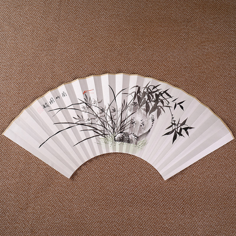 手绘书法扇面9寸9.5寸18方苏工纸山水中国风古风文玩折扇配件国画