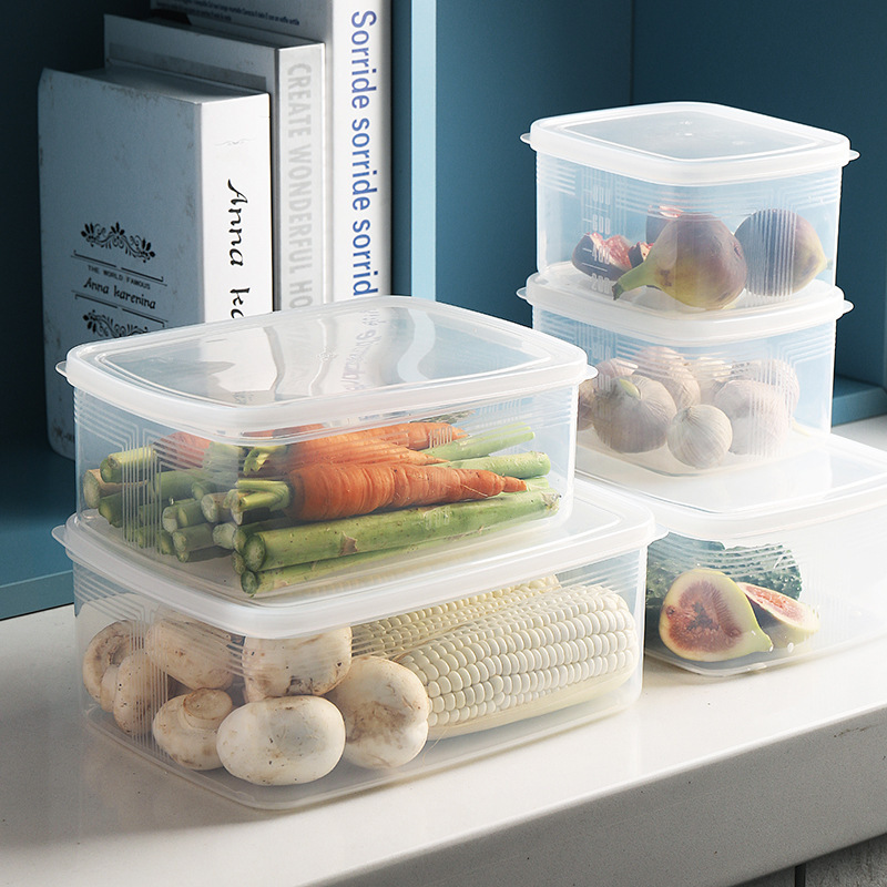 厨房冰箱大容量食物收纳盒塑料果蔬干果密封储物盒圆形1.3L保鲜盒