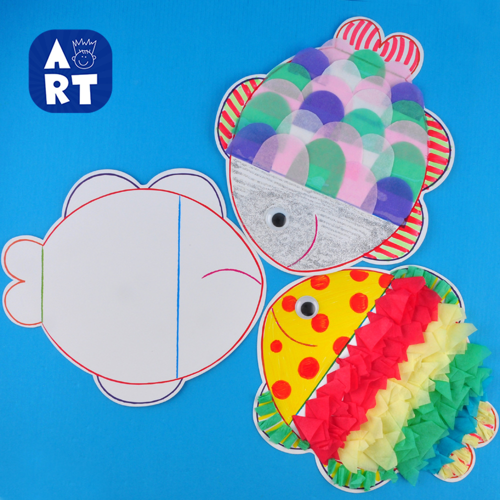 鱼贴纸画手工diy儿童创意艺术绘画粘贴制作玩具环创幼儿园材料包