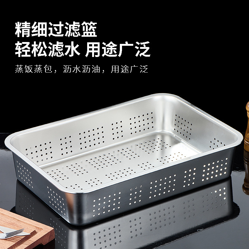 304不锈钢商用长方形保鲜盒带盖菜盆平底托盘快餐盘 带提手猫砂盆