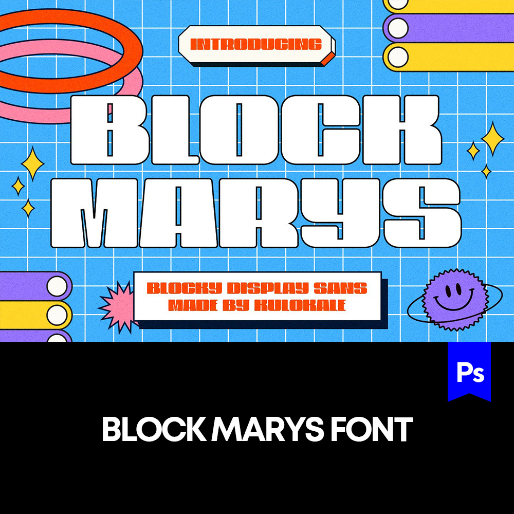 Block Marys 复古游戏英文波普艺术字体logo标识排版版式字体安装