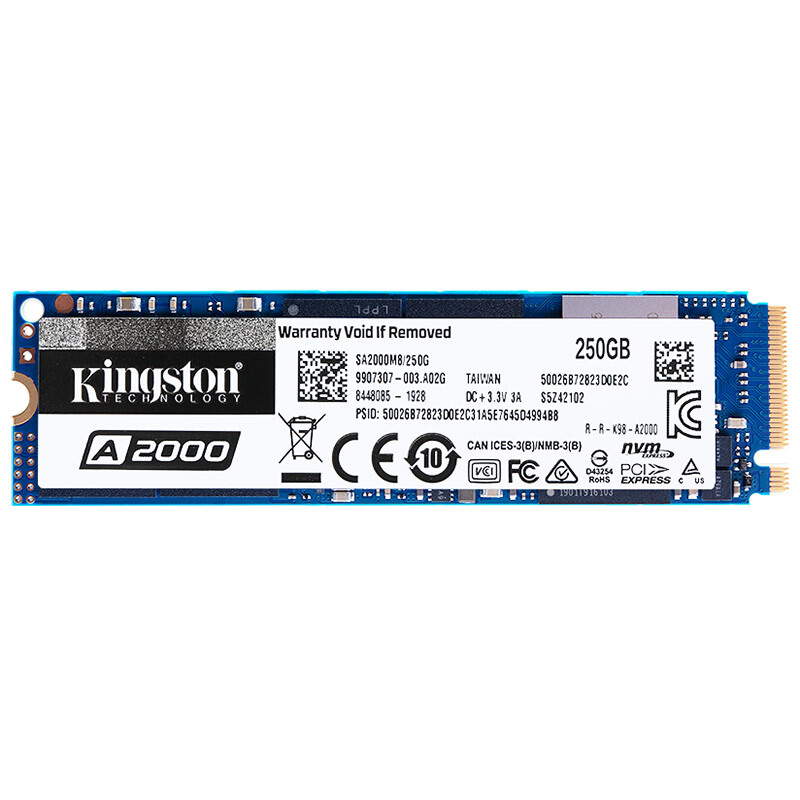 Kingston/金士顿 A2000 250G 1TB M.2笔记本台式NVMe固态硬盘SSD