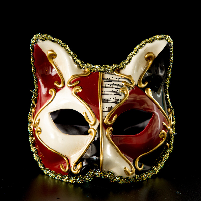 猫脸威尼斯小猫面具儿童塑料化装舞会面具派对创意款万圣节