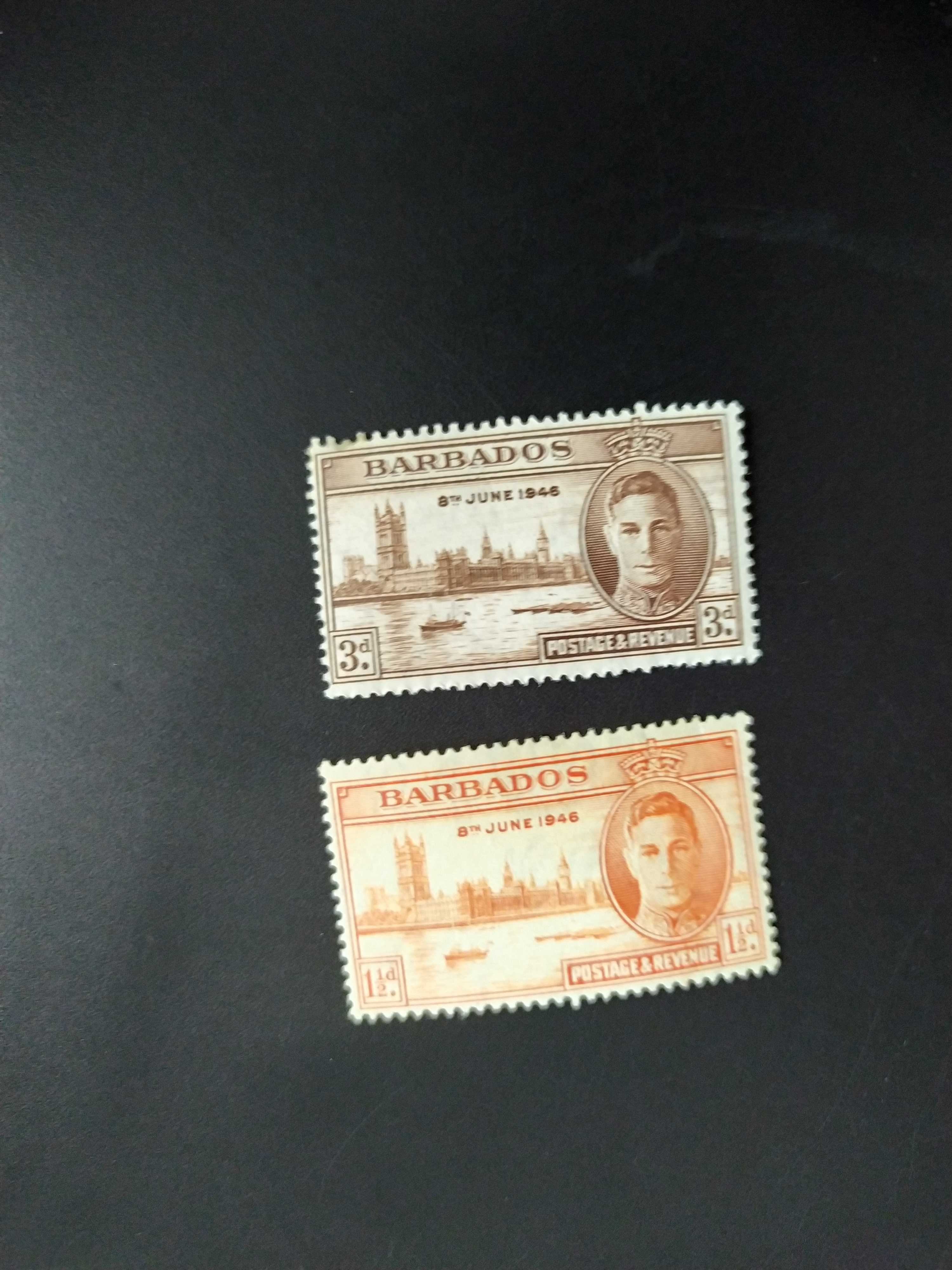 巴巴多斯1946年联发二战胜利伦敦议会大厦邮票2全新(轻贴)
