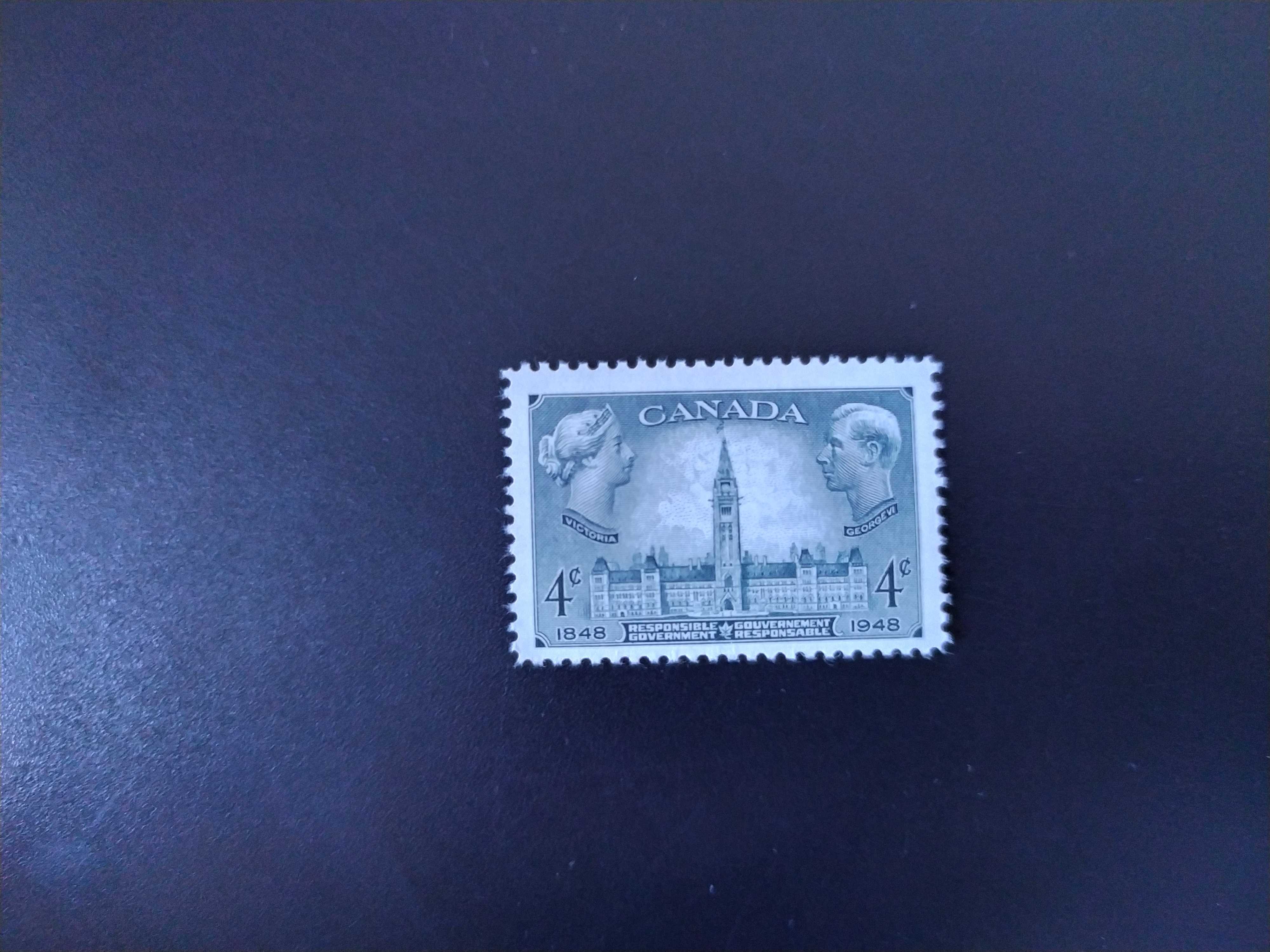 加拿大1948年国会大厦和平塔钟楼 议会 女王邮票1全新